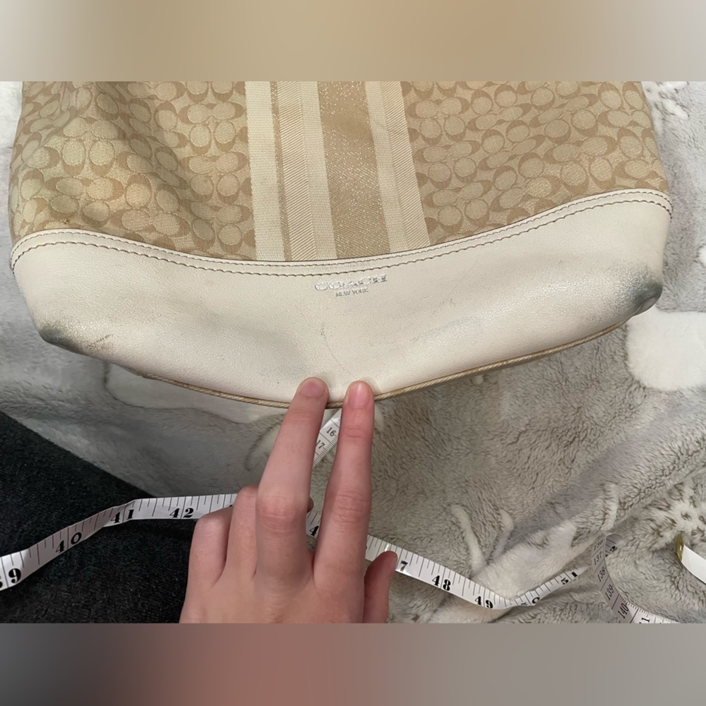 Coach Y2k Vintage Legacy Khaki Ivory Signature Glitter Stripe Convertible Duffle - Picture 10 of 10